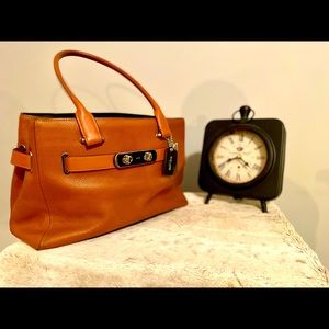 Structured brown leather Coach handbag